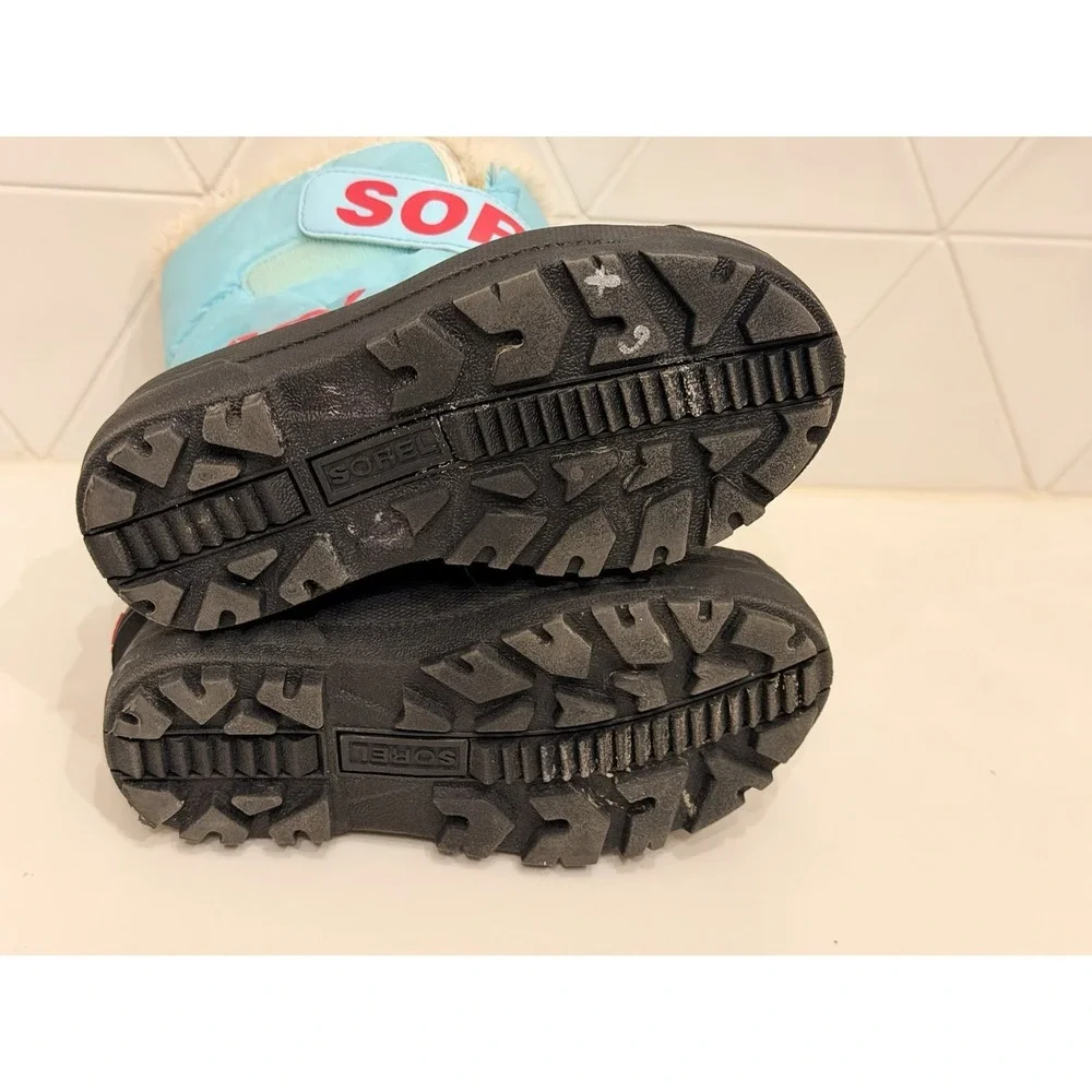 Sorel Kids Snow Boots Size 12 Blue Faux Fur Waterproof Winter Boots‎ NC1960